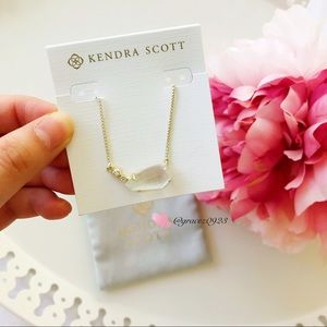 NWT Kendra Scott gold necklace with clear stone